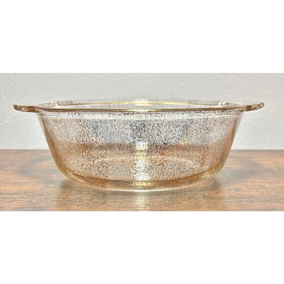 Vintage Fire King Clear Gold Speckled 2Qt Casserole Dish Made in USA - Picture 3 of 11